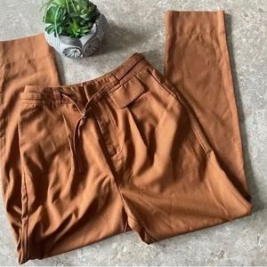 NWT | Frank and Oak | Rust Brown | Pleated, Belted High Waisted Pants | Size 8